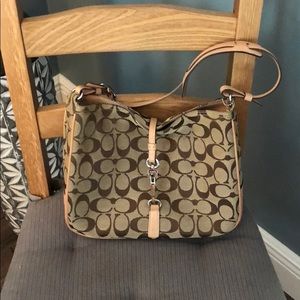 Coach fabric signature purse-tan